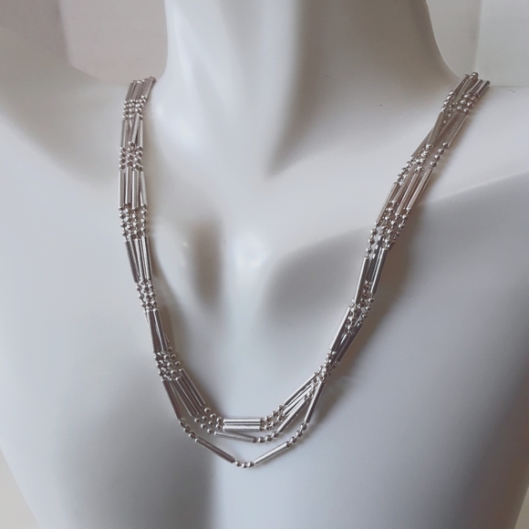 Jewelry - STERLING SILVER 925 ITALY BEAD BAR DOT DASH 60" CHAIN NECKLACE